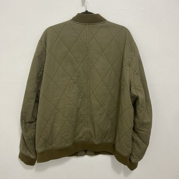 Lucky Brand Quilted Bomber Jacket Men's Military Green Zip Vintage Y2K Size XXL - Picture 5 of 12